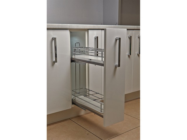 Бутылочница Hafele Elegance, 150 мм, 2 яруса, дноДСП, ЛЕВАЯ, без направляющих 549.35.700