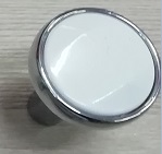 Ручка-кнопка 1372 хром/белая вставка