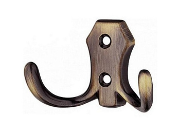 Крючок 2-хрожковый K2313 46*30 мм (WP 89) античная бронза (100)