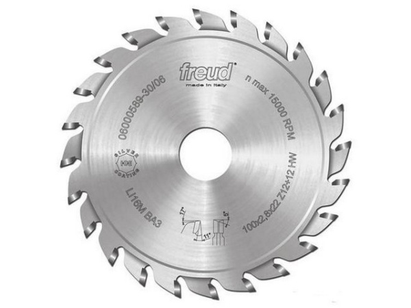 Пила подрезная состав. FREUD LI16MВА3 D=100. d20 B=2.8-3.6 z=12+12 WZ