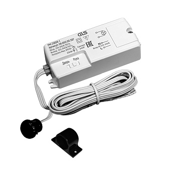 08.800.00.387 ИК выключатель PM 218DR-1, 220В, max. 600Вт, функции: дверь/рука, расст. срабатывания: макс. 6см, 88х35х20мм, датчик D=17,5мм, пров. L=1,5м, белый