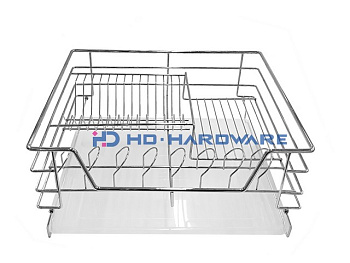 Корзина выкатная 700мм для посуды С ПОДДОНОМ,С ДОВОДЧИКОМ 664*425*195