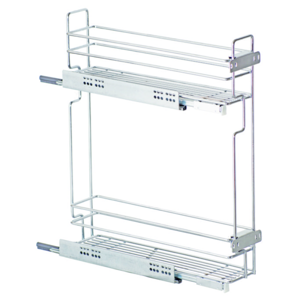 Бутылочница 150мм Квадро 1 (прав) с направляющими Hettich Quadro (хром) [10.04.01.1.1.1]