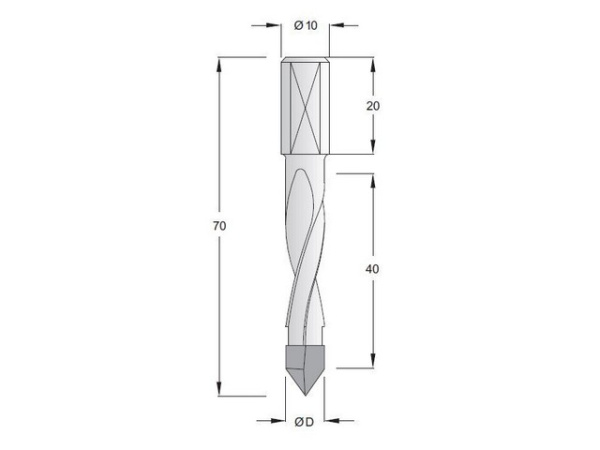 Сверло сквозное длинное 10*70 (левое) 50К100L
