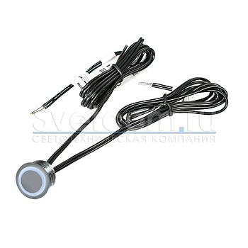 08.800.00.358 Сенсорный выключатель встраиваемый DKs-3-12/24, ХРОМ, IP20, диммируемый,12В/60Вт, 24В/100Вт, D=20*13мм, каб. 1м.