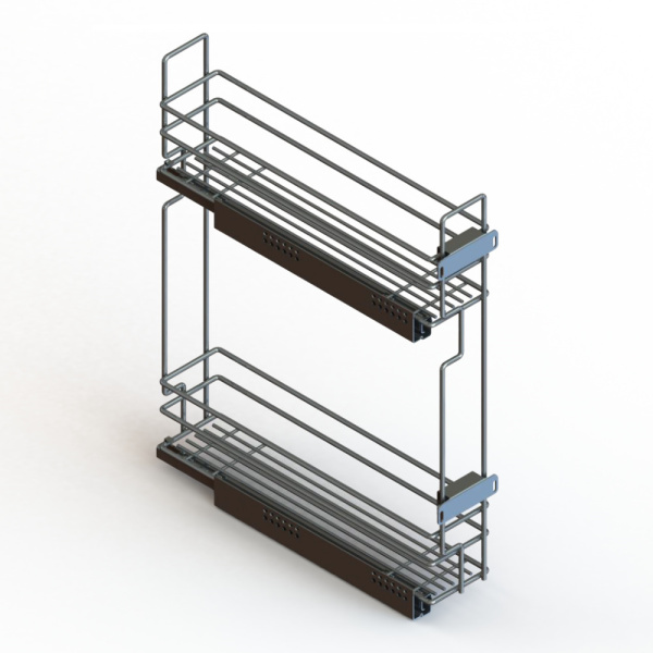 Бутылочница 150мм Квадро 1 (лев) с направляющими Hettich Quadro (ГРАФИТ) [10.03.01.9.1.1]