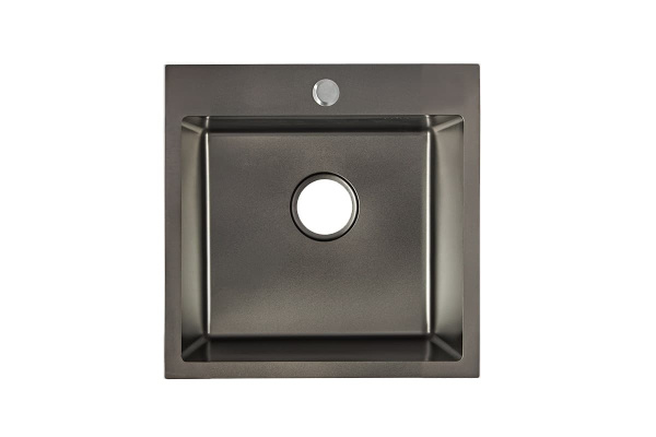 Мойка 500*500 ГРАФИТ ручной работы  , + корзина. С серым сифоном нержавеющая сталь SS304