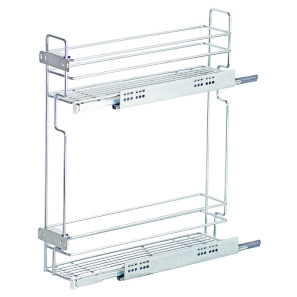 Бутылочница 150мм Квадро 1 (лев) с направляющими Hettich Quadro (хром) [10.03.01.1.1.1]