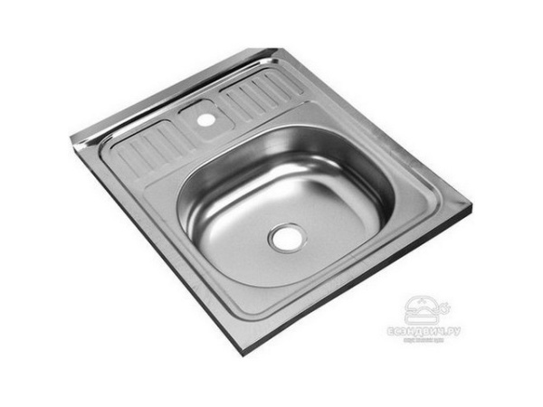 Мойка нерж.накладная 50*60(0,4*160) хром ,+сифон(20),27,5КГ