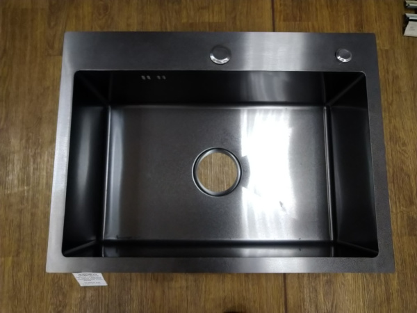 Мойка 580*430 ГРАФИТ ручной работы  , + корзина. С серым сифоном нержавеющая сталь SS304