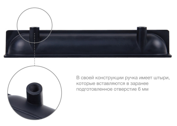 Ручка мебельная торцевая EVA чёрная 128мм RT020BL.1/000/200 (30)