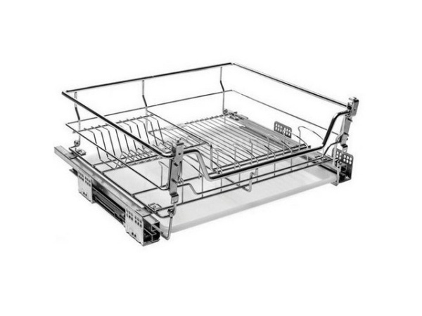 Корзина выкатная 600 мм с поддоном с дов.,крепл.к фасаду564*425*185