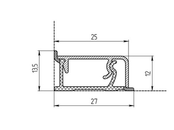 Плинтус алюминиевый КВАДРО L-3м, серебро (40) ПР-Ж