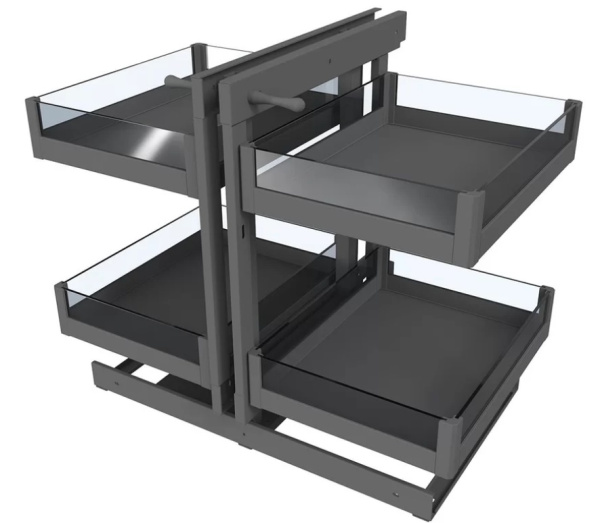 Комплект 2 ярусный волшебный уголок на 800-1000мм, 624*472*572мм со стеклянными полками
