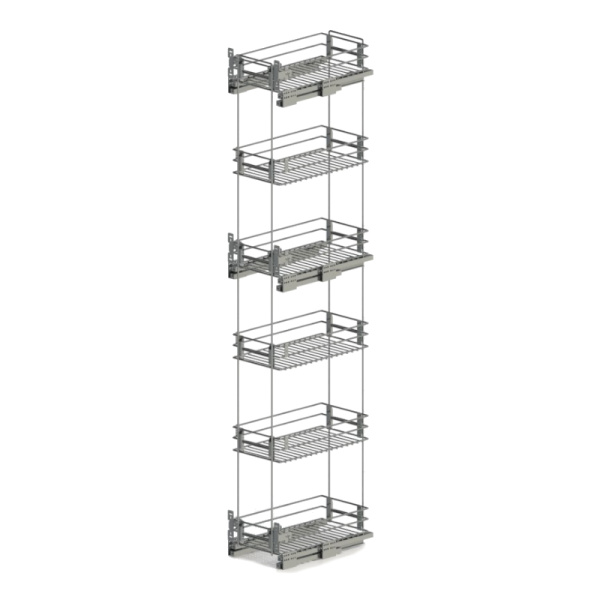 Колонна выдвижная 300 с направляющими 6-ти уровневая (хром) Hettich Quadro (10.57.03.1.1.1)