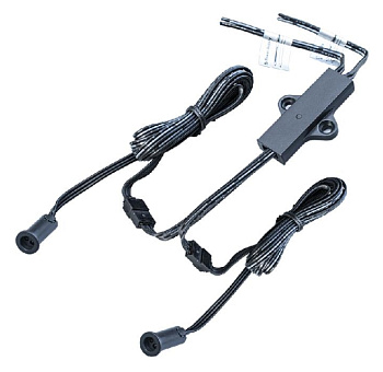 08.800.00.341 ИК выключатель DRD-2, с двумя сенсорами, 12/24В, 60/100Вт, плавный пуск, дверь/рука 5см, накладной/врезной, датчик D=10мм черный, на проводе 1м; облуж. провода для подкл. 12/24В