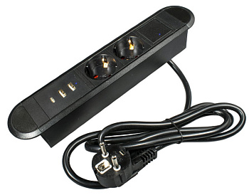 11.800.02.032 Блок розеток встраиваемый OPTIMA со скруглённой рамкой чёрный 