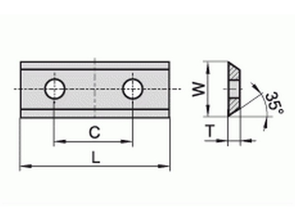 Нож сменный Tigra 2х-сторонний 30*12*1,5 a=35° сплав T03SMG дсп,мдф