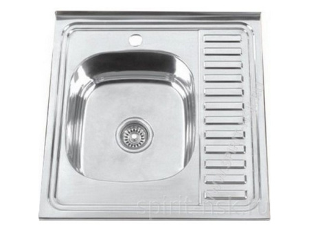 Мойка нерж.накладная 60*60(0,4*160),хром,левая,+сифон,(20),40КГ