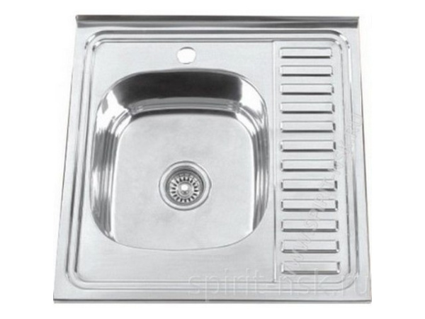 Мойка нерж.накладная 60*60(0,4*160),хром,левая,+сифон,(20),40КГ